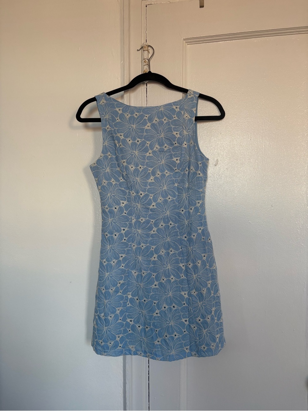 Light Blue Floral Eyelet Mini Dress